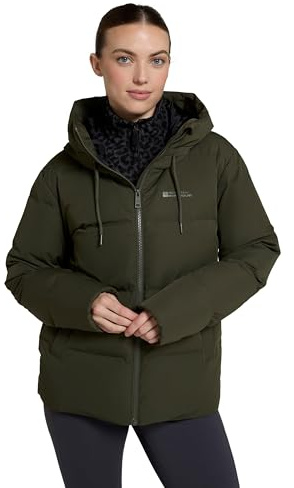 Mountain Warehouse Extreme kuschelige kurzgeschnittene Daunenjacke für Damen - wasserabweisender Parka, bis minus 30 °C wärmegetestet und mit Füllleistungsstufe 600 Khaki Damengröße EU 36