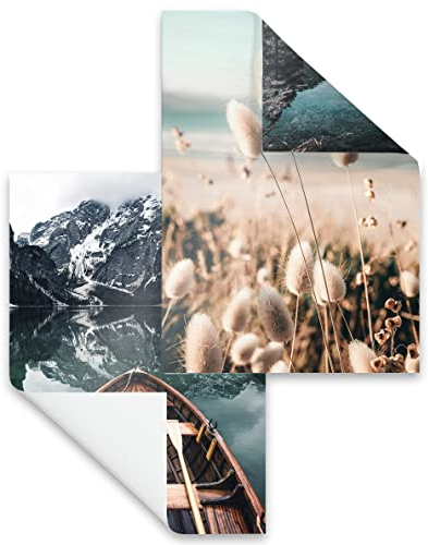 Heimlich® Premium Poster Set 50x70 cm | Beidseitig Bedruckt | OHNE Bilderrahmen | Stilvolle Poster Collagen mit passenden Bilder als Wanddeko | » Reisen der Achtsamkeit «