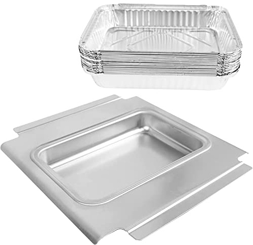 Hisencn 80580 Auffangwannenhalter für Weber Q200 und Q300 Serie Gasgrill, Abtropfschale für Weber Q200 Q300 Q220 Q240 Q2000 Q2200 Q320 Auffangwanne mit 15 Stück Aluminiumfolienauskleidung, Ersatzteil