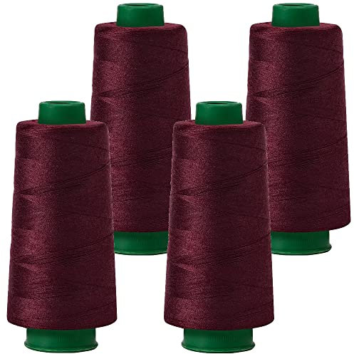 4 Konen Rollen Nähgarn Garn Overlockgarn 2700m 40S/2 100% Polyester - 10 weinrot