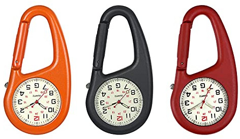 Avaner Taschenuhr mit Karabiner Karabineruhr mit leuchtendes Zifferblatt, leuchtende Zeiger, Mattes Gehäuse Unisex FOB Analog Quarzwerk Krankenschwesteruhr für Klettern Sport