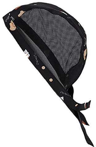 Inoomp Gorro De Trabajo Ajustable para Chefs Y Gorro Pirata Transpirable De AlgodóN Negro para Cocina Restaurante Y Catering ProteccióN Y Comodidad