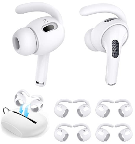 Luckvan Replacement Ear Hooks for AirPods Pro2 Ear Tips Anti Slip Silicone Earbuds Cover for AirPods Pro2 Accessory Wing Tips White 4 Pairs