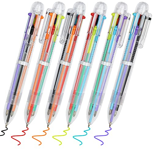 AUAUY 6 Stück Mehrfarbiger Kugelschreiber, 6 in 1 Versenkbare Kugelschreiber, 0,5mm Mehrfarbiger Stifte, Retractable Stifte für Büro, Schulbedarf, Studenten, Kinder, Krankenschwestern, Geschenk