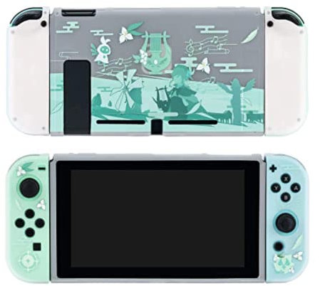 ENFILY Niedliche Genshin Impact Venti Hülle kompatibel mit Nintendo Switch, andockbare Hülle, ergonomische weiche TPU-Griffhülle für Joycon, Sparkle Skin Set