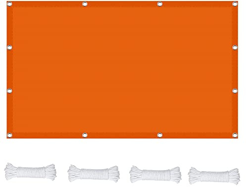 Voile d'ombrage Auvent Rectangulaire UV 6 x 10 m Voile d'ombrage pour pergola Toile protectrice Solaire pour Balcon sans Trous à percer, résistant aux UV, Orange