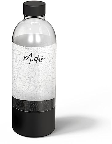 MonTen Soda 900ML Matte Black Bottle - Effortless Fizz & Hydration - Durable & Eco-Friendly Design - Reusable PET Sparkling Water Bottle for our Machines