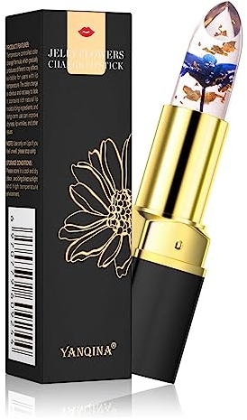Pakivs Flower Jelly Lippenstift Magic Temperature Color Change Feuchtigkeitsspendender Lippenbalsam Lang anhaltender nahrhafter Lippenstift für Frauen und Mädchen (Blue Rose)