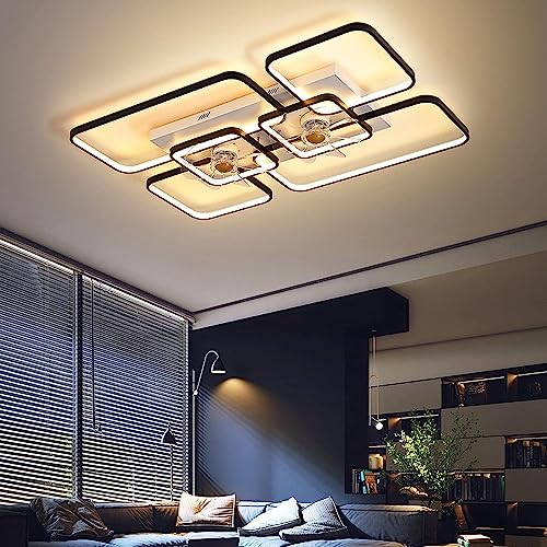 TMKOO LED Fan Deckenventilator Mit Lampe – Dimmbar 128W, Modernes Doppelventilator-Design, Mit Fernbedienung – Ideal für Wohnzimmer, Schlafzimmer, Esstisch (Farbe: [Color])