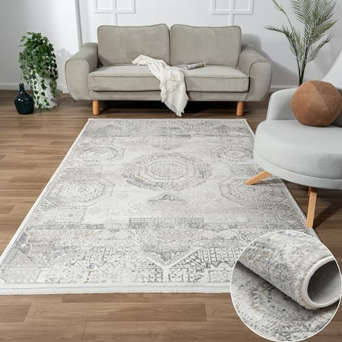 MY-RUG Olav Teppich 160x230 cm Creme - Kurzflorteppich Wohnzimmer Beige | Moderner Wohnzimmerteppich im Boho-Stil - Flauschiger Teppich Läufer für Schlafzimmer, Flur und Küche - Pflegeleichte Deko