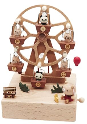Perfeclan Holzrad-Spieluhr, Windmühle, Spieluhr, Dekoration, Ornament, spielt „Schloss im Himmel“, Valentinstagsgeschenk, Spieluhr