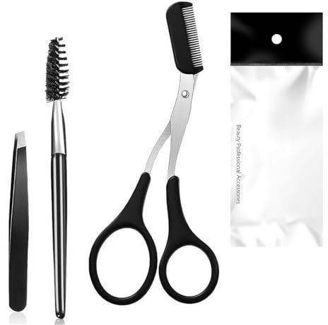 POFET Augenbrauen-Trimm-Set,Augenbrauenpflegeset, Augenbrauenschere mit Kamm, Präzisions-Augenbrauentrimmer-Schere für Damen und Herren