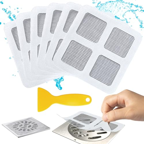 60 Pcs Autocollants pour siphons de Sol, Autocollants de Filtre pour Salle de Bain, Autocollant jetable pour Drain de Douche, Parfaits pour filtrer Les Cheveux et prévenir Les canalisations obstruées