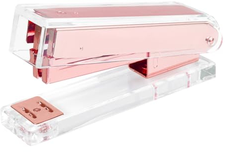 Honagu Clear Acrylic Stapler - Elegant Modern Desk Accessory for Home, Office, or School (Rose Gold)