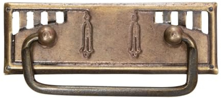 Antikas - Schubladengriff,Serie Rostock,6er Pack | Eisen in Messing pat. | H4,6xB9,8cm