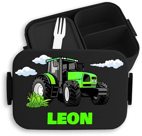 Kinder Bento Box Midi Lunchbox für Mepal Bentobox - Traktor Schlepper Zugmaschine Trecker - 900 ml - Schwarz - jausenbox buben personalisierte brotdose bulldog grüner kindergarten geschenke junge