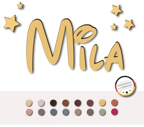 Individueller 3D Schriftzug aus Holz mit Kleberückseite für Kinderzimmer, Wohnzimmer, Büro, Küche, Flur - personalisierbar - Türschild mit Namen - Wanddeko (gelb)