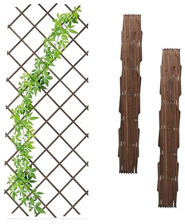 Relaxdays Rankgitter ausziehbar, 3er Set, Rankhilfe Kletterpflanzen, 180x90 cm, Garten, Balkon, Terrasse, Holz, braun, 180x90cm