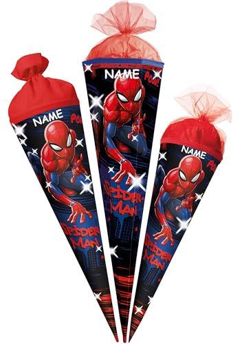 alles-meine.de GmbH Schultüte - Spyderman - 35-100 cm - Größe wählbar - Holzspitze wählbar - inkl. Name - Zuckertüte - Tüll - oder Filzabschluß - eckig/rund - klein & groß - ..