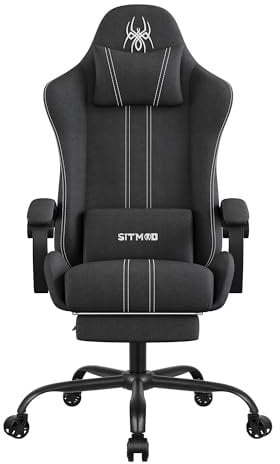 Sedia da Gaming Ergonomica Sedie da ufficio, Sedia Gamer con Cuscino Lombare & Poggiatesta, Altezza Regolabile e Schienale Inclinabile 90°-150° Computer Gaming Chair, 360° Girevole PC Sedie, Grigio