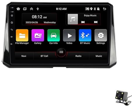 CrtTsks Android 12 Auto Radio Mit Navi Für Toyota Corolla 2018-2019 Autoradio Unterstützt 5G 4G WiFi, Mit Lüfter/Full AV Output 7 Color Button Licht,Rückfahrkamera Lenkradsteuerung,M95s