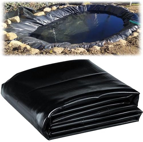 Fischteichfolie HDPE Gartenpoolmembran Schwarz Flexibel & Undurchlässig Teichfolie 5M×6M 7M×8M 8M×9M 9M×10M Teichplane Für Wasserfall & Bachbrunnen(Größe:2M x 8M)