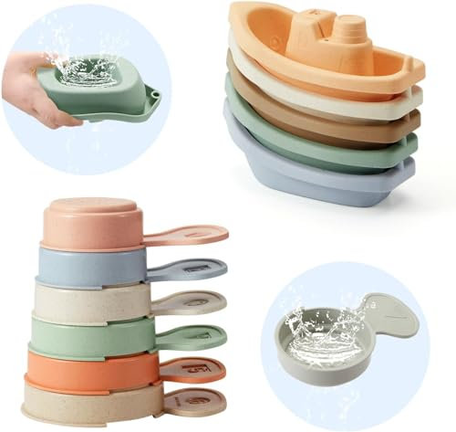 Bath Toys for 1 2 3 4 Year Olds - 11 Pack Mould Free Bathtub Water Play Pool Toys for Baby Bath Toys 6 months plus with No Mould & Easy-Grip Stackable bath Boats & Spoons for Boy Girl