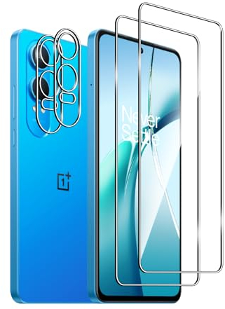 Afikyutu Panzer Schutz Glas für OnePlus Nord CE 4 Lite, 2 Stück Schutzfolie mit 2 Stück Kameraschutz, 9H Härte Displayschutz, HD Panzerfolie Anti-Kratz, Anti-Blasenfrei, Einfach Installieren