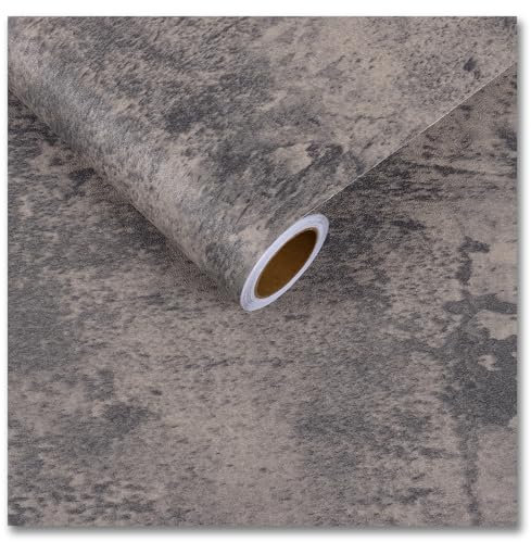 CRE8TIVE Concrete Peel and Stick Wallpaper Grey Vinyl Wrap Matte Contact Paper Self Adhesive Vintage Weathered Concrete Wallpaper Waterproof Bathroom Contact Paper for Countertop Cabinet 30cm x 200cm