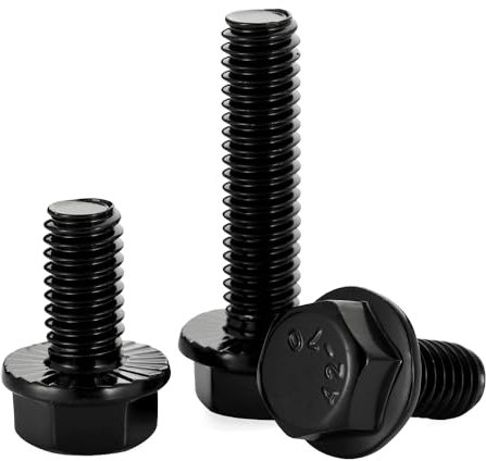 Bulloni a testa esagonale flangiata da 3/8-16 x 1-1/2, viti a testa esagonale flangiata, in acciaio inossidabile 304, finitura nera, completamente filettati, 10 pezzi