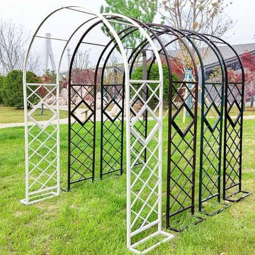 Schwer Rosenbogen Verzinkt Gartenbogen, Stabil Metall Torbogen für Verschiedene Kletterpflanzen, Wetterfest Pflanzen Rankhilfe, 140cm 180cm 200cm 240cm 280cm 300cm 340cm 380cm(Black,W180 X H230cm)