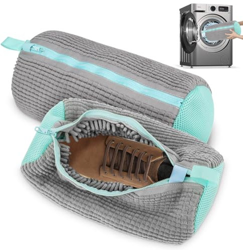 Bolsa para lavar zapatos para lavadora, Bolsa de Lavado de Zapatos, bolsa lavadora zapatillas, laundry shoe bag, Reutilizables Bolsa Lavadora Zapatillas, para Lavadora y Secadora (Gris 2pcs)