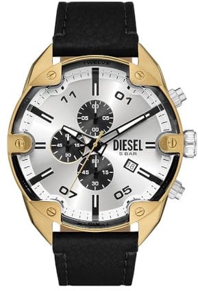Diesel Herren Analog Quarz Uhr mit Leder Armband DZ4671