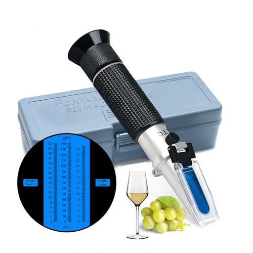 AOKUY Winegrower Refractometer, 0-32 Brix, 0-140 Oechsle, 0-27 KMW, Automatische Temperaturkompensation (ATC), Ideal für Winzer,Für Wein, Bier und Fruchtwein geeignet