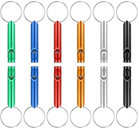 Aluminium Trillerpfeife 12 Stück Signalpfeife Trillerpfeife Laut Notfall Dezibel Hohe Notfallpfeife mit Schlüsselanhänger Rettungspfeife Pfeife Klein Thriller für Freien Wildes Wandern Training