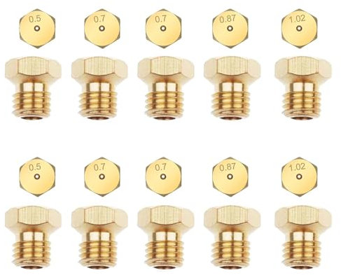 Yuaiosn 10Pcs Gicleur gaz Butane Universels, kit de Conversion de gaz GPL, 2×0.5mm, 2×0.87mm, 2×1.02mm, 4×0.7mm Gicleur Gaz Bouteille Universel pour Bruleur Gaz Gaziniere Gaz, Cuisiniere Gaz Four Gaz