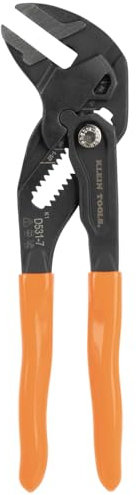 Klein Tools D5317 Kompakter Zangenschlüssel, hohe Hebelwirkung, verstellbarer Mehrzweck-Zangenschlüssel mit glatten Backen, 17,8 cm