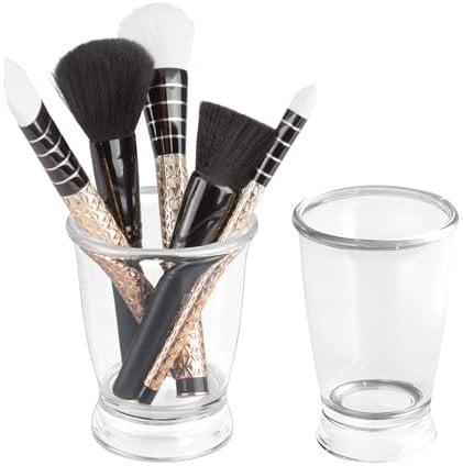 iDesign Plastic Bathroom Countertop or Vanity Storage-Set of 2-Clear Tumbler