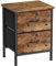 HOMIDEC Table de Chevet Haute 55 cm, Table d'appoint avec Structure en métal et 2 tiroirs en Tissu Grande capacité pour Chambre, Salon, Marron Rustique