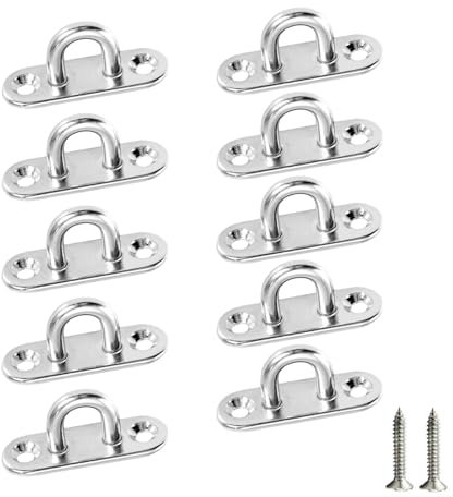 LUHOCIY 10 pezzi Piastra con Occhiello Acciaio Inox, Ganci Occhiello, Placca Occhiello, per Il Fissaggio di Vele Parasole, Ideali Anche per I Naselli Delle Porte, Perfetti per Tutti Gli Ambienti