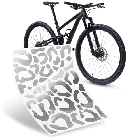 Riesel Design® Fahrrad Aufkleber Set – 20x15 cm Sticker Kit für Rahmen & Helme – Wetterfest & Stylisch (Silber)