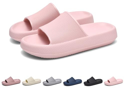 GemChve Ciabatte Donna,Pantofole Uomo,Casa Aperte Pantofole Comode Slide,Piscina Ciabatte Nuvole 4CM Ultra Morbide Antiscivolo Estate Beach Slide Sandali Pink44/45EU