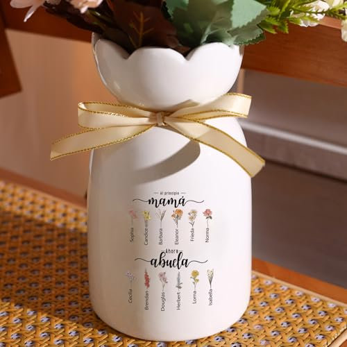Muttertagsgeschenke für Mama Oma Personalisierte Ceramics Vase mit Namen Personalisierte Geschenke für Mama Oma (Style 2)