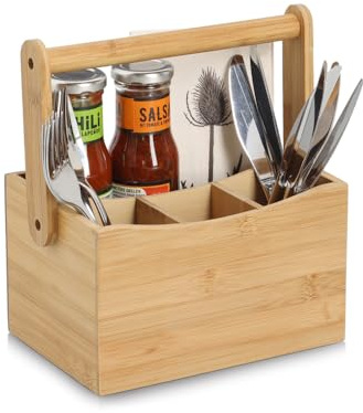 Zeller 25671 Utensilienhalter mit Tragegriff, Bambus FSC 100%