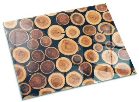 Kaminbodenplatte für Kaminofen 80x60 cm Hartglas Glasboden Stilvollem Motiv Dekorative Glasbodenplatte Hitzeschutz Rechteckige Schutzplatte Elegantes Design - Eine Kiste mit geschnittenem Holz