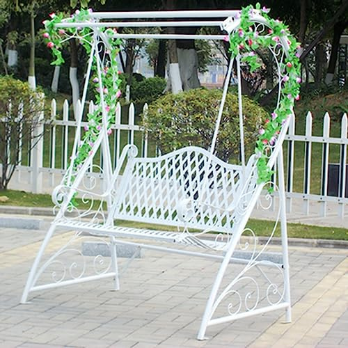 Sedia a dondolo da esterno, in ferro battuto, per giardino, balcone, relax