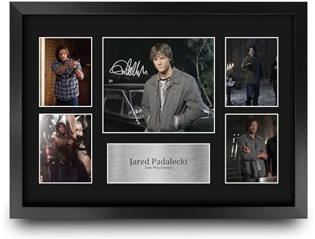 HWC Trading Jared Padalecki Supernatural Geschenke Geducktes Signiertes Autogramm Fotodisplay Montagedisplay für Fans von Fernsehshows - A3 Gerahmt
