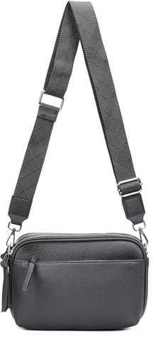 Damen Tasche Cross Over Body Bag Brusttasche Umhängetasche Schultertasche Brieftasche Smartphone Geldtasche Abend Handy Clutch Dunkelgrau