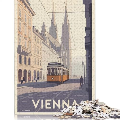 1000-teiliges kreatives quadratisches Puzzle mit Wien-Motiv für Erwachsene, Papierpuzzles, einzigartige Herausforderung, 38 x 26 cm / 1000 Teile