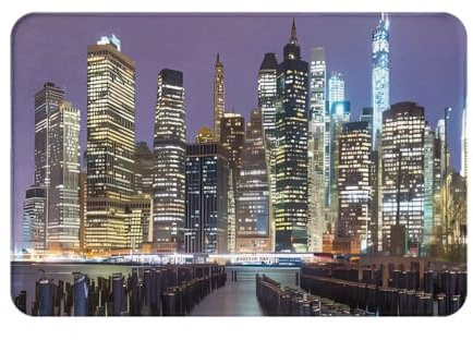 Nianyuer Flanell-Fußmatte, rutschfest, Motiv: New York City, Fußmatte für Wohnzimmer, Läufer